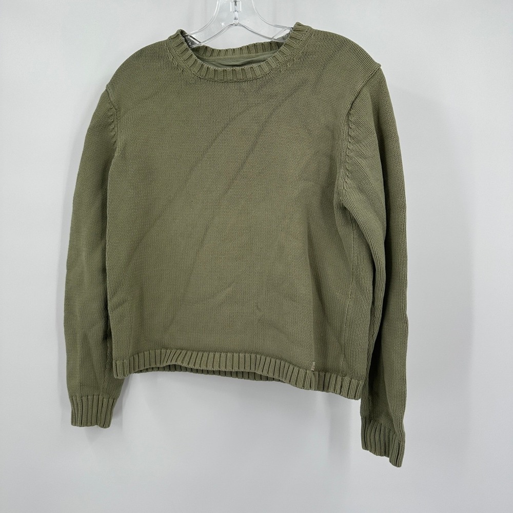 Eddie Bauer Womens Preppy Granola Sweater Size L Cotton Earthy‎ Olive Green